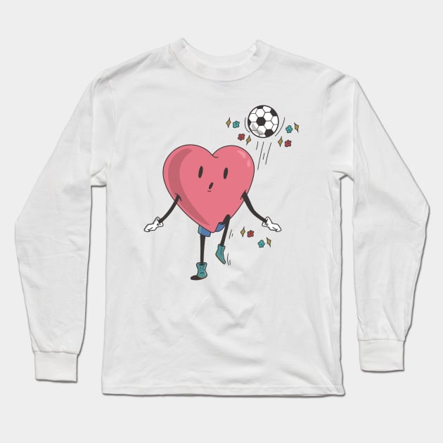 Soccer Heart Player, Retro Soccer Valentines Day Gift Long Sleeve T-Shirt by mcoshop